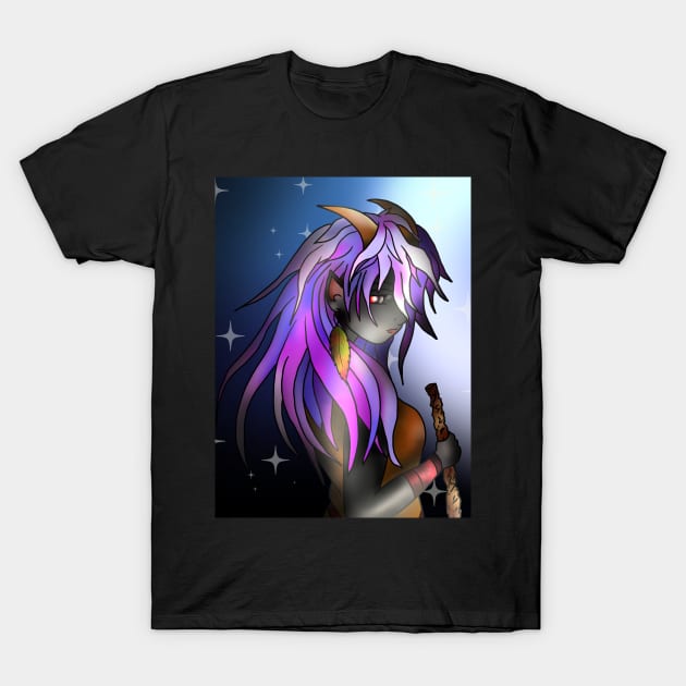 Beautiful tiefling (dark elf) druid T-Shirt by cuisinecat